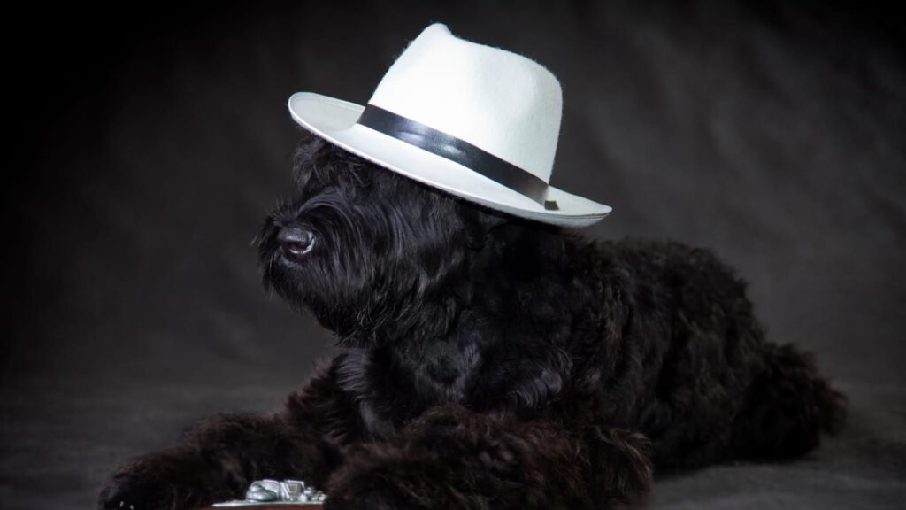 Black Russian terrier dog